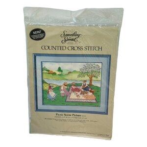 Something Special Vintage Needlepoint Kit Picnic Scene Counted Cross 1987 Sealed